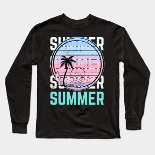 Hello summer Beach summertime Adventure travel lover palm tree sun Long Sleeve T-Shirt